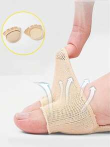 1 Pair Women's Beige And Black Half-Foot Five-Toe Socks, Thin Invisible Breathable Sweat-Absorbing Foot Protection Pads For High Heels - Multicolor - View 5