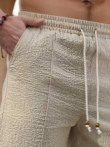 Men's Casual Shorts, Comfortable Breathable Pleated Pants - Khaki - View 4