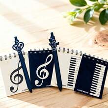Musical Instrument Gift Set, Music Symbol Theme Stationery Combination, Includes Music Theme Notebook And 2-In-1 Music Symbol Pattern Gel Pen Set, Creative Music Accessories Gift, Music File Storage Set - Notebook Set - View 9