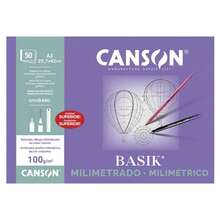 campus Bloc Millimétré Canson A4 50 Feuilles 100g Crème. Bloc encollé avec 50 feuilles de papier de 100 grammes couleur crème - A3 - Voir 1