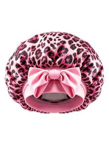 1pcCute & Bold Leopard Print Bow Satin Hair Bonnet, Made Of Smooth Satin Fabric, Retro & Style With Colorful Leopard Print & 3D Bow, Anti-Frizz & Breathable; Ideal For Sleep, SPA & Ramadan, Multi-Color Options Available. - Multicolor - View 10