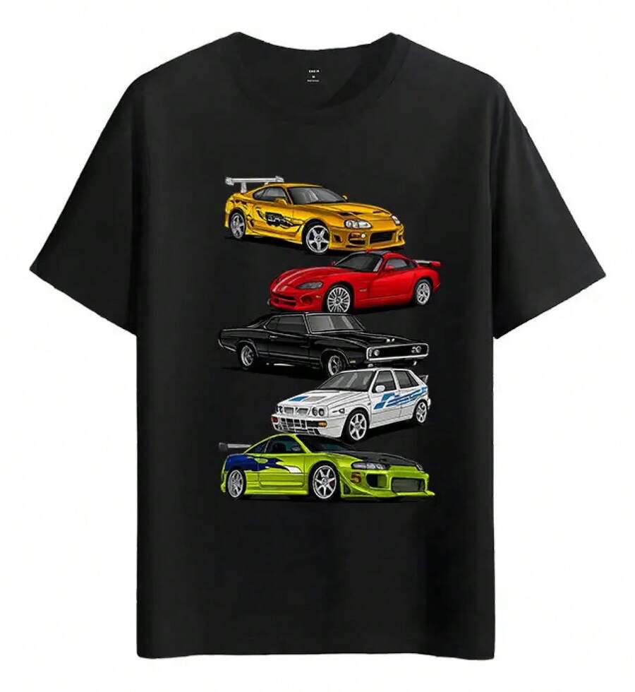 Muscle Freaks Cars T-Shirt, Loose Fit - Black - View 1