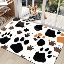 1 pieza, Decoración del hogar, Alfombra de barro de diatomeas con estampado de huella de pata, Fácil de limpiar, Impresión 3D rectangular, Adecuada para entrada, sala de estar, cocina, dormitorio, pasillo, baño, lavandería - Alfombra de poliéster, Adecuada para decoración del hogar interior y exterior - Multicolor - Ver 3