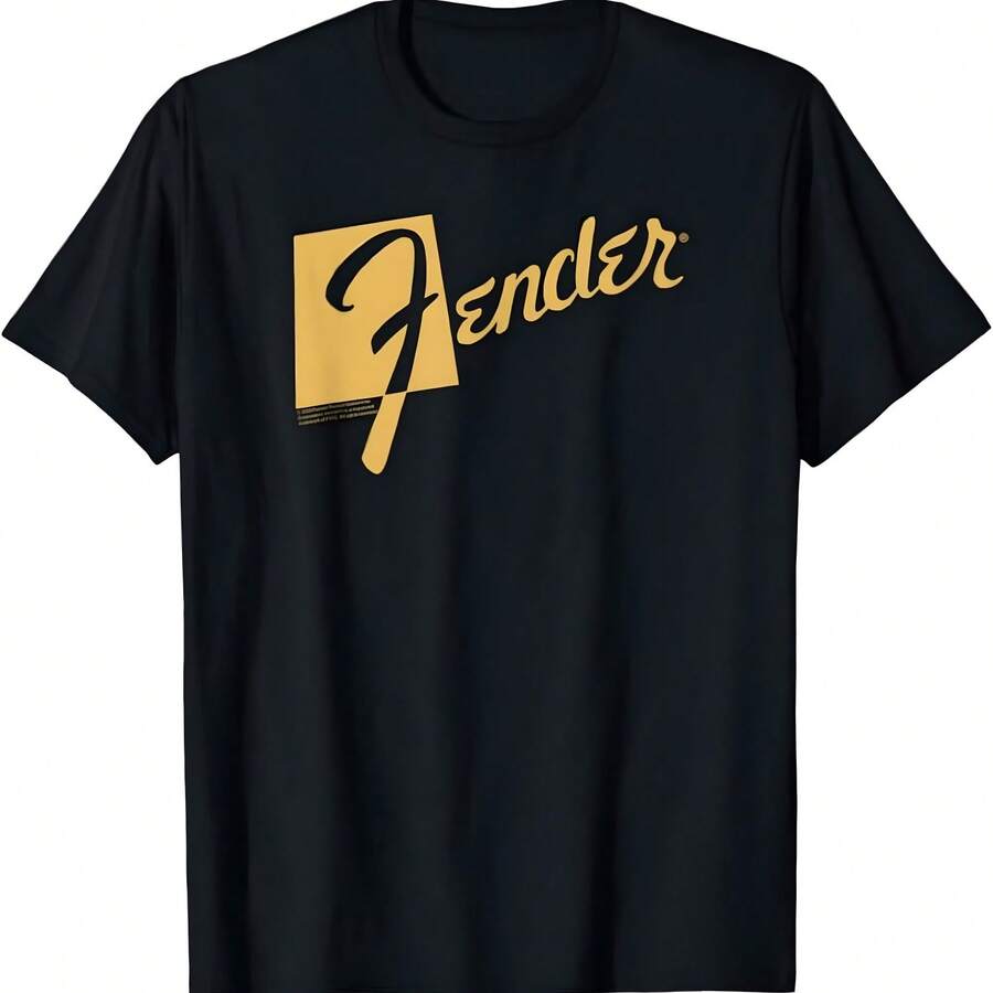 Fender Retro Text Logo T-Shirt - Black - View 1