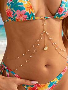 1 mặt dây chuyền hình vỏ sò phong cách kỳ nghỉ biển, dây chuyền bikini hình học đính ngọc trai giả, gợi cảm, quyến rũ cho kỳ nghỉ biển, tiệc tùng, thường ngày, hẹn hò, trang sức đa năng cho nữ trong dịp lễ. - Chuỗi cơ thể - Xem 2