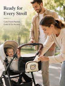 1pc Large Capacity Multifunctional Portable Stroller Organizer Bag, Hanging Storage Bag For Stroller, Baby Stroller Storage Bag, Fashionable Mommy Bag For Baby Care, Mother's Travel Organizer Bag, Multifunctional Stroller Hanging Bag - Multicolor - View 6