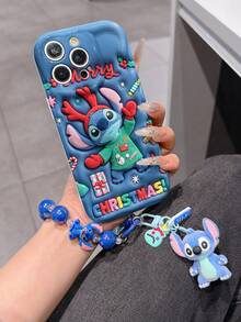 Disney Has Authorized, Phone Case - Chain Set, The Stitch Lilo & Stitch 3D Phone Case Plus A Silicone 3D Stitch Bracelet With Metallic Ring Removable Bracelet, Stitch And Angel Pattern, Compatible With Iphone17/16/15/14/13/12/11/XS/XR/X Plus Pro Max, A Stylish Cartoon Phone Case, The Perfect Gift Choice, Phone Protection, Durable Phone Cover, Great Gift For Friends And Family. - trắng - Xem 1