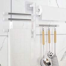 1pc Drill-Free Rotating Towel Rack Wall-Mounted Swivel Bar Towel Rod Bathroom Hanging Rack Storage Shelf Hanging Bar - Multicolor - View 3