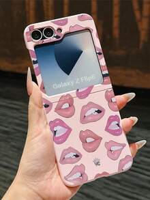 1pc Fashionable Simple Cute Skin Feel PC Material Cute And Sexy Lipstick ElementFolding Phone Case, Can Protect And Prevent Falling For: SamsungGalaxy Zflip 3/Zflip 4/Zflip 5/Zflip 6/Zflip 7/Zflip 8/ Razr 60/ Razr 50/ Razr 70/Galaxy Z Flip7 FE - Pink - View 6