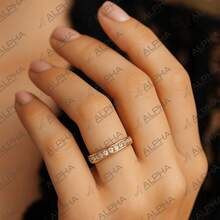 3mm White Zirconia Stone Wedding Ring Studded 18k Gold Plated Luxury Engagement Couple Ring - 18K 金 - 查看 2