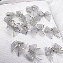 50 pièces de nœuds en ruban d'organza à bordure dorée, convenant pour l'emballage de bouquets cadeaux, les accessoires capillaires DIY, la décoration de vêtements - Ruban en mousseline bordé d'or avec nœud - Voir 9
