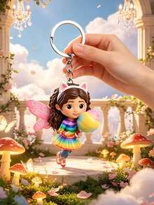 MASSDI Acrylic Keychain, 2D Flat Rainbow Fairy Gabby Pattern Bag Accessory, Keychain Accessory, Suitable For Keys, Backpacks, Wallets And Suitcases, Perfect For Fans, Birthday Gifts, Party Favors And Themed Events - Fairy - View 1
