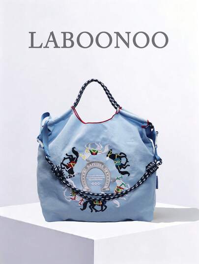 Bolso de mano para mujer, bolso de lona impermeable de gran capacidad con bordado, bolso de hombro portátil con patrón personalizado