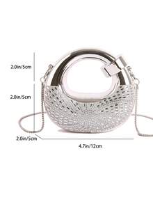 New Acrylic Mini Bag, Fashion Evening Bag With Chain Strap, Shoulder & Crossbody Bag - Silver - View 2
