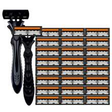 3-Layer Manual Razor Set, 1/2 Handle With 6/12/18/24/36blade , Stainless Steel Manual Shave Razors For Daily Face Care3-Layer Stainless Steel Razor Blades For Men - Replaceable For Smooth Shaves - Multicolor - View 12