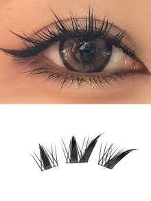 100Pcs Glue-Free Fox Lashes, Slant Design With Black Band, Reusable For Daily Makeup - View 2