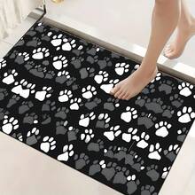 1 pieza, Decoración del hogar, Alfombra de barro de diatomeas con estampado de huella de pata, Fácil de limpiar, Impresión 3D rectangular, Adecuada para entrada, sala de estar, cocina, dormitorio, pasillo, baño, lavandería - Alfombra de poliéster, Adecuada para decoración del hogar interior y exterior - Multicolor - Ver 7