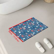 1 pieza, Decoración del hogar, Estampado de patrón náutico, Alfombra de barro de diatomeas, Fácil de limpiar, Impresión 3D rectangular, Adecuada para entrada, sala de estar, cocina, dormitorio, pasillo, baño, lavandería - Alfombra de poliéster, Adecuada para decoración del hogar interior y exterior - Multicolor - Ver 12