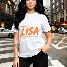 Camiseta de mujer con estampado "BECAUSE I'M LISA THAT'S WHY" y diseño urbano moderno - camiseta casual de manga corta con ajuste cómodo y estilo fresco, perfecta para pasear por la ciudad o salir con amigas - regalo ideal para mamá, esposa, novia, h - Blanco - Ver 7