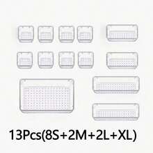 4/8/9/13/25pcs Transparent Drawer Storage Boxes, Suitable For Cosmetics And Desktop Organization. Multi-Functional Bathroom Tray, Can Store Cosmetics, Skincare Products, Jewelry And Office Supplies, Perfect For Vanity. - Clear - View 12
