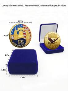 Set Koin Tantangan Peringatan Ulang Tahun ke-250 AS dengan Kotak Hadiah, Koin Koleksi Patriotik Amerika 1776–2026, Koin Suvenir Enamel Gaya Militer untuk Hadiah & Koleksi Hari Kemerdekaan - MultiWarna - View 2