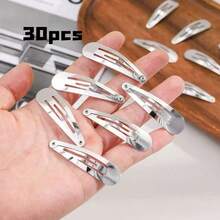 30 piezas de clips BB y clips de garra con forma de lágrima de metal plateado y blanco para manualidades - Plateado - Ver 10