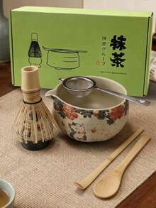 1pc/6pcs Premium Gift Box Set Fire-Stone Matcha Whisk Set-Including Matcha Whisk,Spoon And Stainless Steel Screen,Traditional Japanese Matcha Tea Ceremonies, And Daily Use,Complete Preparation Set Suitable As Good Gift For Tea Lovers, Beginners - Multicolor - View 4