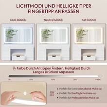 Devoko Dressing Table With LED Mirror And Stool, White Vanity Table With Power Outlets, USB & Type-C, Hairdryer Holder And 7 Drawers, 115 X 40 X 139 Cm - 查看 4