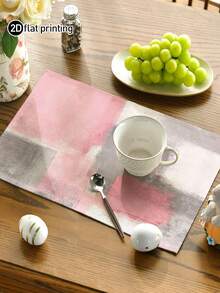 4pcs/6pcs Abstract Geometric Pattern Placemats, Rectangular Tablemats, Machine Washable, Woven Light Pink Dining Table Decor, Suitable For Dining Room, Home, Kitchen, Party, Cafe - Baby Pink - View 11