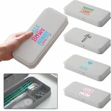 Multi Compartment Pencil Box With Secure Latch Closure Durable Lightweight Design Ideal For Organizing Pens Pencils Markers And Other Stationery Perfect For Students Office Use And Travel - Light Grey - View 1