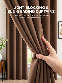 1pc Coffee Brown New Black Silk High-Precision Fabric Lightweight 99% Full Blackout Curtain, Thermal Insulated Blackout UV Protection Home Decor Curtain Deep Sleep High Blackout Curtain Classroom Blackout Curtain Suitable For Farm Villa Bedroom Blackout Curtain Outdoor Pavilion Rainproof Curtain (190g Fabric Weight) - 1PC - View 1