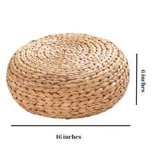 16" X 16" X 6" Ludmila Water Hyacinth Woven Tatami Floor Cushion, Natural Brown Floor Pillow For Zen Meditation Yoga Home Decoration, Ergonomic Design, Breathable Woven Fiber Seat Cushion, Floor Cushion For Living Room, Meditation Cushion, Yoga Mat Alternative, Tatami Mat Style, Water Hyacinth Woven, Floor Seating, Natural Brown Color - Light Brown - View 7