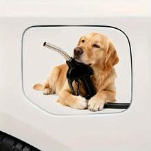 1片趣味自黏可愛黃金獵犬鼓勵防水耐用乙烯基貼紙，適用於汽車、卡車、摩托車油箱蓋 - A - 查看 3