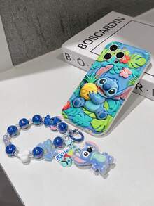 Disney Has Authorized, Phone Case - Chain Set, The Stitch Lilo & Stitch 3D Phone Case Plus A Silicone 3D Stitch Bracelet With Metallic Ring Removable Bracelet, Stitch And Angel Pattern, Compatible With Iphone17/16/15/14/13/12/11/XS/XR/X Plus Pro Max, A Stylish Cartoon Phone Case, The Perfect Gift Choice, Phone Protection, Durable Phone Cover, Great Gift For Friends And Family. - 白色 - 查看 5