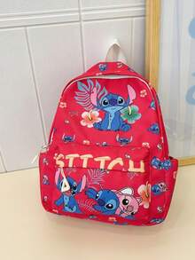 Lilo & Stitch Women & Teens Backpack - Fashionable Floral & Ice Cream Pattern Backpack - Large Capacity Travel/Daily Use Backpack, Multi-Pocket Design - Student Fashion Schoolbag, Adjustable Shoulder Straps - Official Licensed Merchandise - Multicolor - View 10