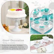 Cake Stand Set For Birthday Party Wedding Anniversary  Shower Engagement: Metal Dert Display Tower With 9 Tiers In White Versatile Candy Fruit Cupcake And Cake Serving Tray - White - View 5