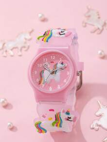 3pcs/Set Unicorn Cartoon Wrist Watches For Teens, Silicone Band, No Gift Box, Ideal For Back To School, Vacation & Daily Holiday Wear - Multicolor - View 3