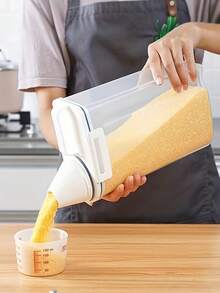 1 pièce Conteneur de stockage de grains scellé avec tasse à mesurer, distributeur alimentaire scellé en PP imperméable et anti-humidité, boîte de rangement multifonctionnelle pour la cuisine et le garde-manger, convient pour le riz, les grains, la farine, les noix, la nourriture pour chien, les haricots et autres produits secs ménagers - Multicolore - Voir 7