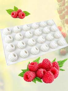 Raspberry Silicone Mold, 24-Cavities Raspberry Fruit Molds For Mousse Cupcake Desserts, 3D Fruit Shaped Mold For Chocolate Candy Mousse Ice Non-Stick Fruit Mold For Homemade Soap Wax Melt Candle - Multicolor - View 2