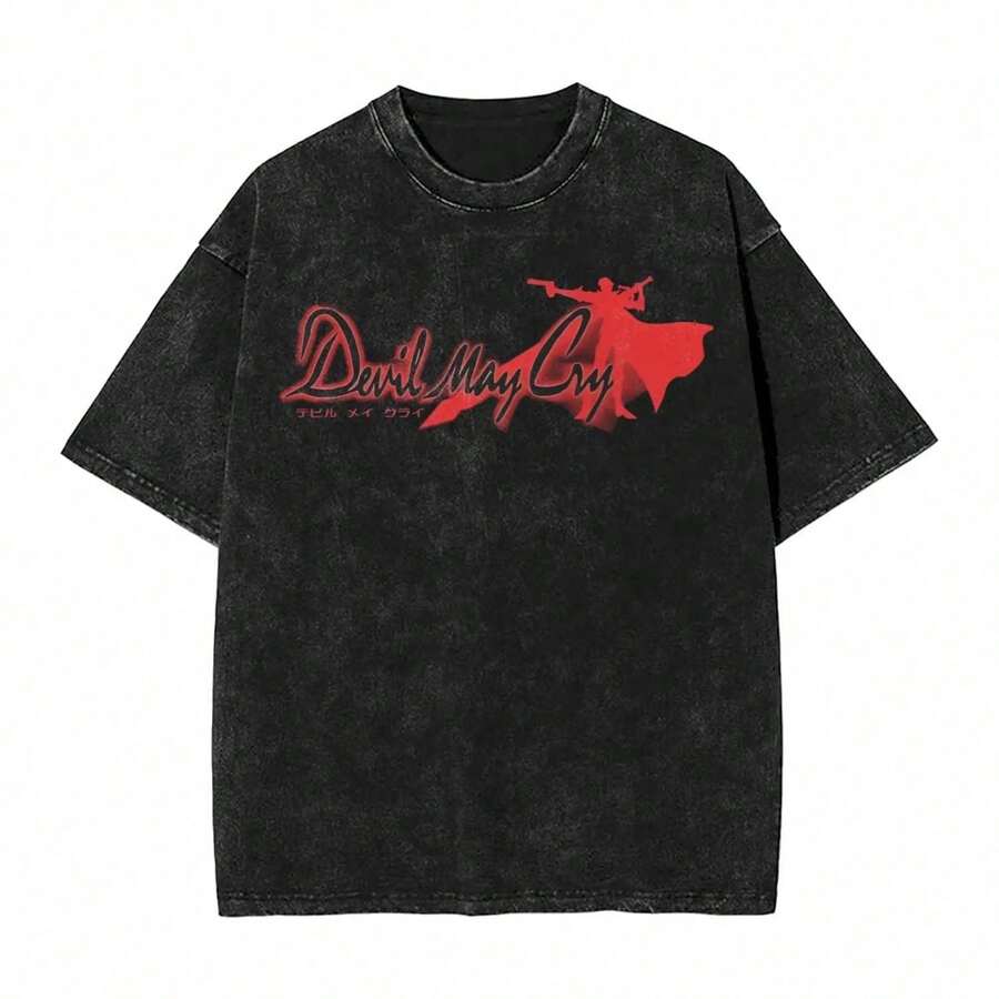 Local Warehouse Items Women's ClothesVintage Washed Men's T Shirts Code Geass Anime Printed Oversized Clothes Casual Women's Short Sleeved Tee Tops Summer 2025motif Women Clothes - 黑色 2 - 查看 1