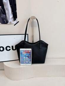 Large Capacity Handbag For Women, New Arrival Minimalist Commuter Shoulder Tote Bag - Black - View 3