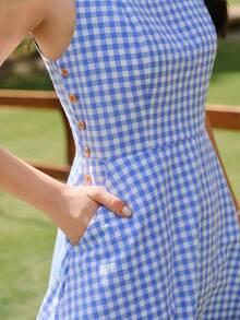 Women Midi Dresses - 藍白 - 查看 1