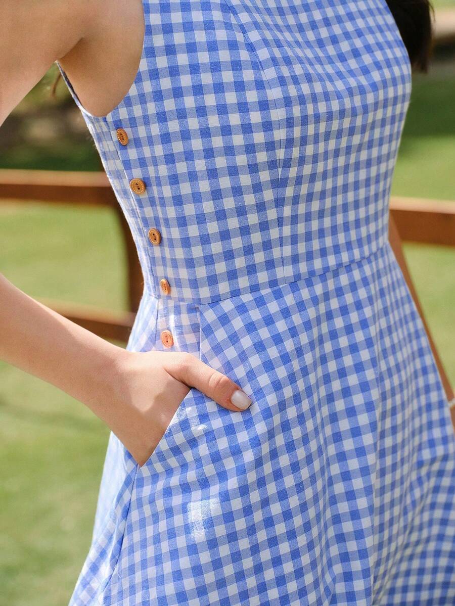Women Midi Dresses - 藍白 - 查看 1