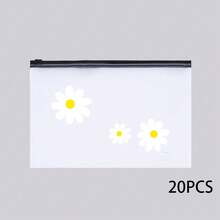 10/20/50PCS Daisy Pattern Storage Bags, Lightweight Multifunctional Makeup Pouch, Zipper Bag, Translucent Frosted Edge Student Stationery Pencil Case, Plastic Film Bag, Sealed Pocket, Suitable For Travel, Work, Picnic Use,Back To School,Back To School - Multicolor - View 10