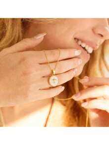 Mom Necklace For Women Tiny Cross Pendant Necklace Gold Plated Mothers Day Birthday Christmas Jewelry Gifts For Mom - Oval Tiny Cross Pendant - View 5