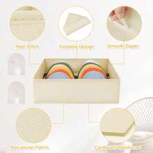 Fabric Drawer Organizer Set, Multi-Size Divider Storage Boxes For Underwear, Socks, Makeup, Home Closet Organization,Fabric Storage Divider Boxes For Home Bedroom, Closet, Dresser, Desk Organization, Space-Saving - Beige - View 8
