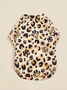 1pc Camouflage Leopard Print Maple Leaf Puppy Paw Print Starry Sky New Style Pet Clothes 2-Legged Breathable Dog T-Shirt - Multicolor - View 5