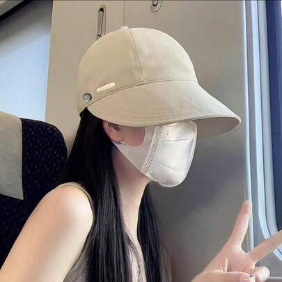 1顶宽檐透气草帽，旅行防晒沙滩帽，时尚百搭，适合送给女友/女性朋友，趣味个性化礼物，贴心女士配饰