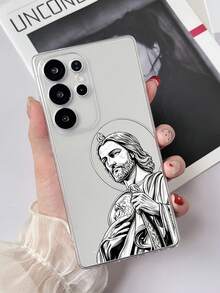 1pc Transparent TPU Shockproof Colorful Religious Figure Pattern Phone Case Compatible With Samsung Galaxy S23 Ultra/A14/A24, Android Note 12 Pro, 8/8 Pro/9 Pro XL Android Phones - Multicolor - View 1