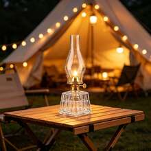 Lámpara de aceite de cristal cortado vintage, linterna de queroseno cuadrada antigua, decoración para el hogar, camping, boda, mesa, regalo - 1PC - Ver 5